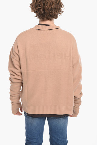 Cashmere Blend OVERSIZED LOGO Cuffed Cardigan