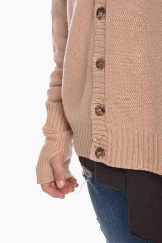 Cashmere Blend OVERSIZED LOGO Cuffed Cardigan