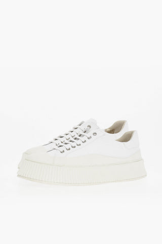 Low-top Fabric Sneakers With Platform Sole