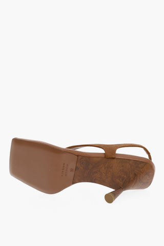 Sandali In Suede Slingback Con tacco A rocchetto 11 cm