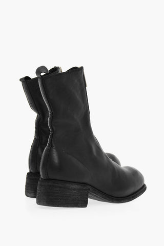 Stivaletti in Pelle di Cavallo con Zip Frontale
