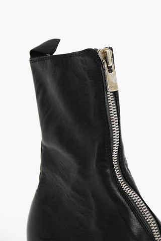 Stivaletti in Pelle di Cavallo con Zip Frontale