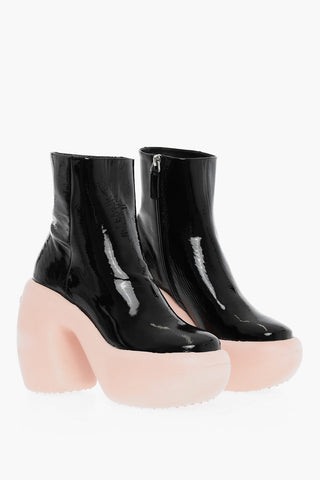 Patent Leather Boots With Bubble Sole Heel 13 cm 