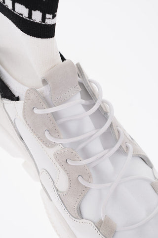 EST.1978 leather and fabric sock sneakers with elastic lace-up