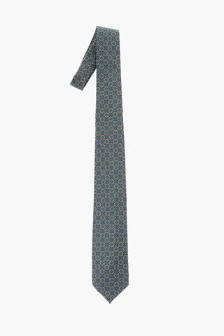 Cravatta in Satin con Motivo Geometrico