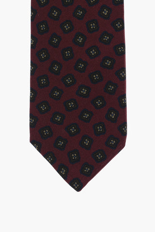 All-Over Geometric Motif Silk Kipper Tie