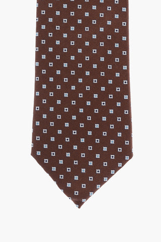 Silk Tie with Embroidered Geometric Motif