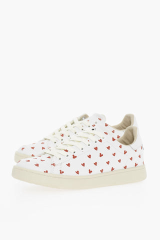 DISENY Leather Low-top Sneakers With Heart Pattern Print