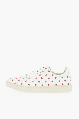 DISENY Leather Low-top Sneakers With Heart Pattern Print