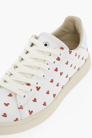 DISENY Leather Low-top Sneakers With Heart Pattern Print