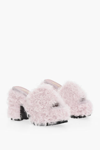 Chunky Sole Shearling Mules Heel 13 cm
