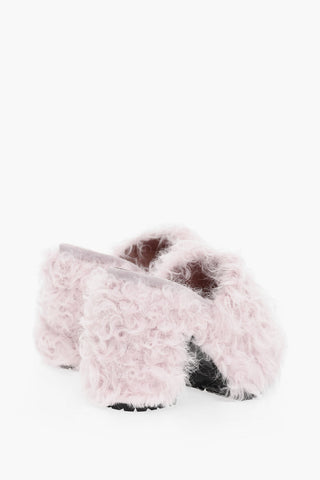Chunky Sole Shearling Mules Heel 13 cm
