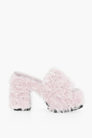 Chunky Sole Shearling Mules Heel 13 cm