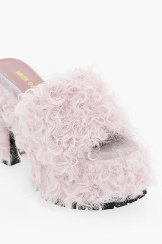 Chunky Sole Shearling Mules Heel 13 cm