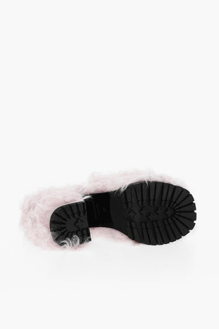 Chunky Sole Shearling Mules Heel 13 cm