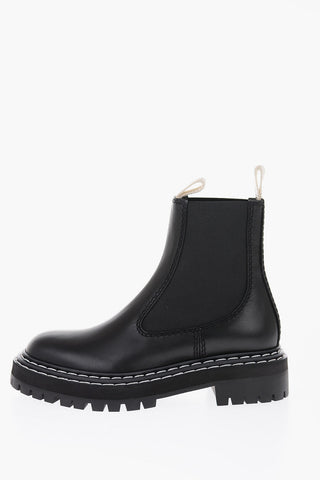 Visible Stitching Leather Chelsea Booties