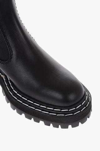 Visible Stitching Leather Chelsea Booties