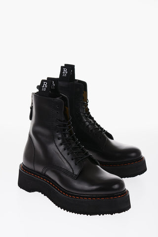 Vibram Sole STACK Leather Combat Booties with Back Zip