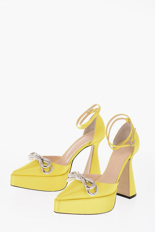 Satin METAL DOUBLE BOW Platform Slingbacks 12cm