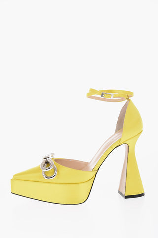 Satin METAL DOUBLE BOW Platform Slingbacks 12cm