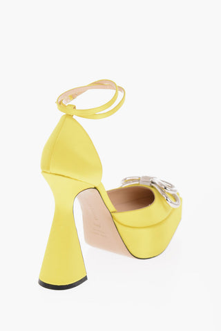 Satin METAL DOUBLE BOW Platform Slingbacks 12cm
