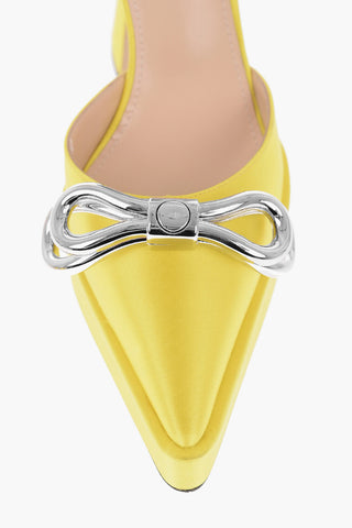Satin METAL DOUBLE BOW Platform Slingbacks 12cm
