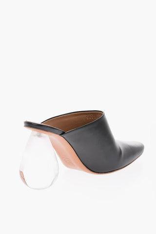 Mules DROP in Pelle con Suola in Cuoio 9cm