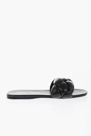 Sliders Imbottite in Pelle con Suola in Cuoio