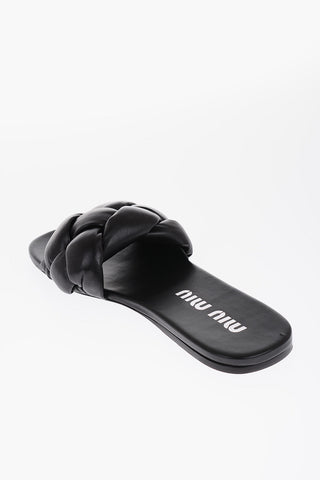 Sliders Imbottite in Pelle con Suola in Cuoio