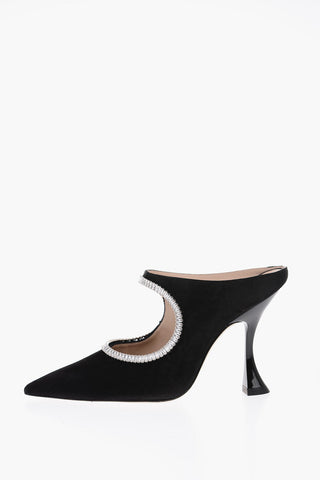Mules in Suede CRYSTAL con Tacco a Rocchetto 10cm