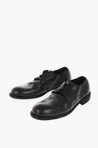 Scarpe Derby in Pelle Con Suola In Cuoio