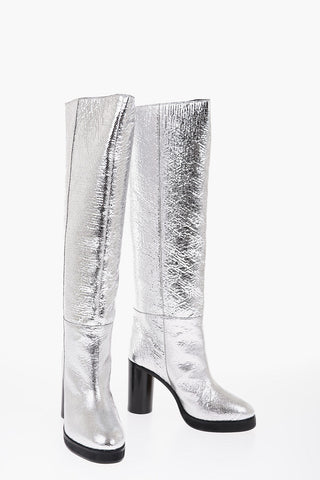 Lamè Leather LYLENE Under the Knee Boots 9cm