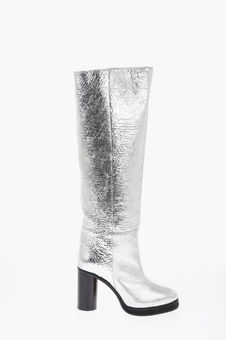 Lamè Leather LYLENE Under the Knee Boots 9cm