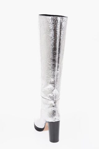 Lamè Leather LYLENE Under the Knee Boots 9cm