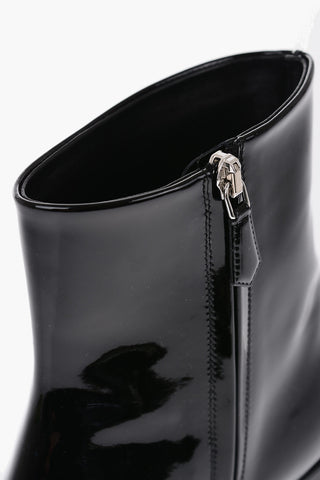 Metal Toe Patent Leather Booties 5cm