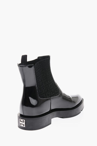 Patent Leather Chelsea Booties with Monogram Elastic Insert