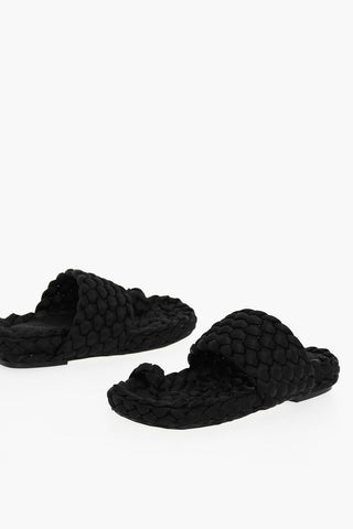 Braided Satin Slides With Leather Sole
