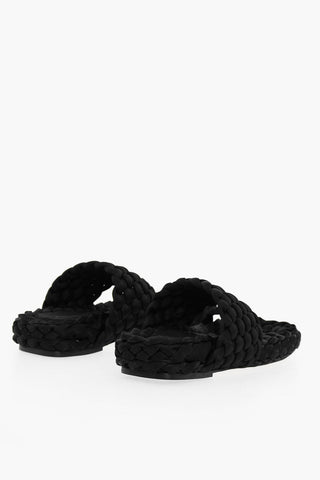 Braided Satin Slides With Leather Sole