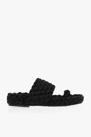 Braided Satin Slides With Leather Sole