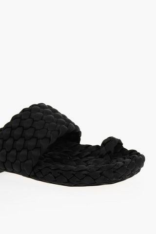 Braided Satin Slides With Leather Sole