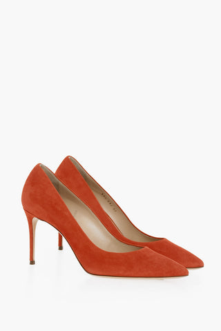 Suede Leather Pumps With Leather Sole Heel cm