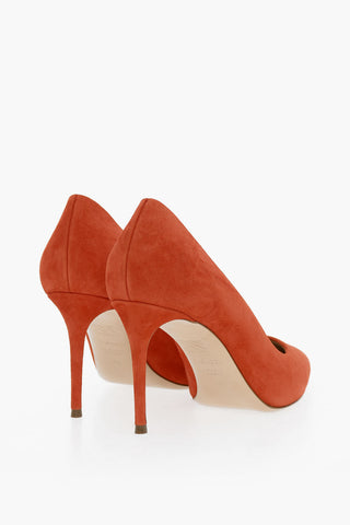 Suede Leather Pumps With Leather Sole Heel cm