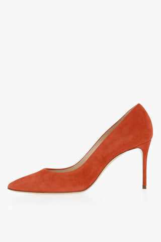 Suede Leather Pumps With Leather Sole Heel cm