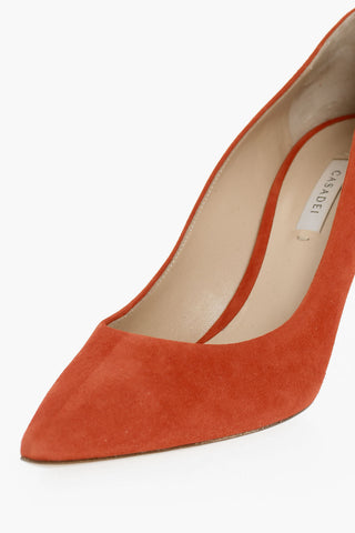 Suede Leather Pumps With Leather Sole Heel cm