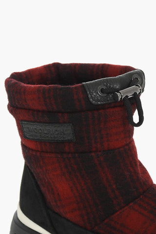 Stivaletti da Neve Motivo Plaid con Rifiniture in Camoscio