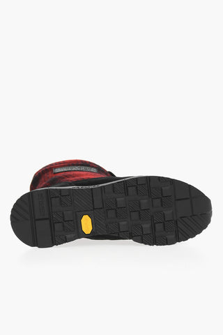 Stivaletti da Neve Motivo Plaid con Rifiniture in Camoscio