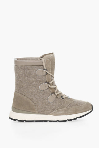 Fabric Boots with Suede Details