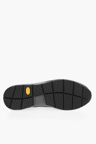 Leather and Fabric Hiking Sneakers with Buffalo Checked Detail