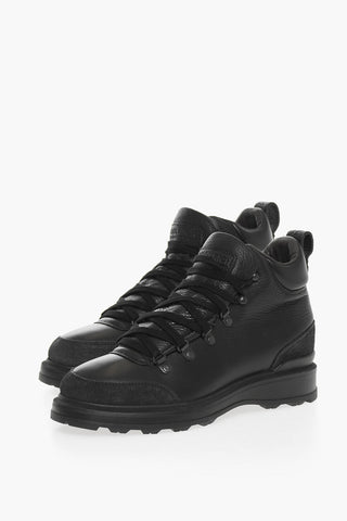 Solid Color Textured Leather High Top Sneakers