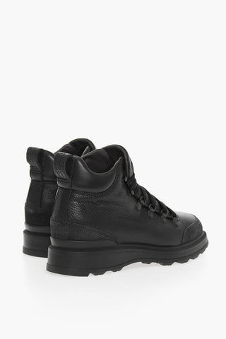 Solid Color Textured Leather High Top Sneakers
